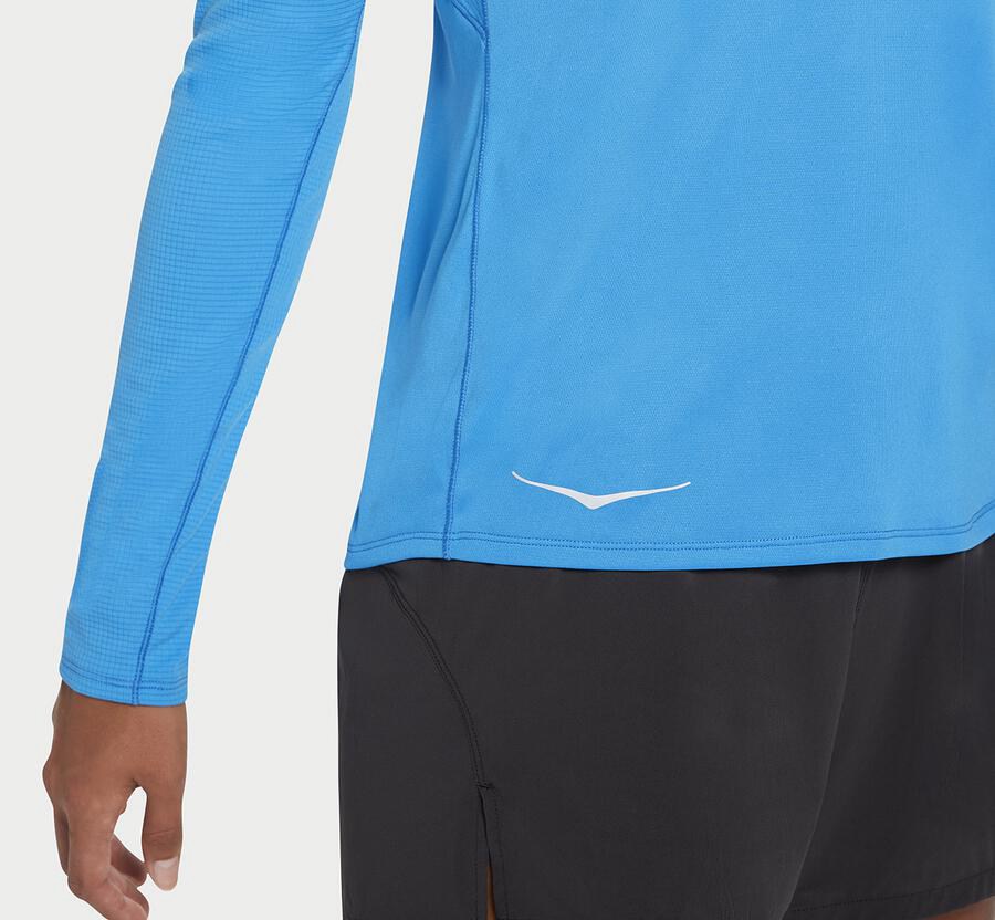 Hoka One One Tops Womens Blue - Performance Long Sleeve - 82065TIKH